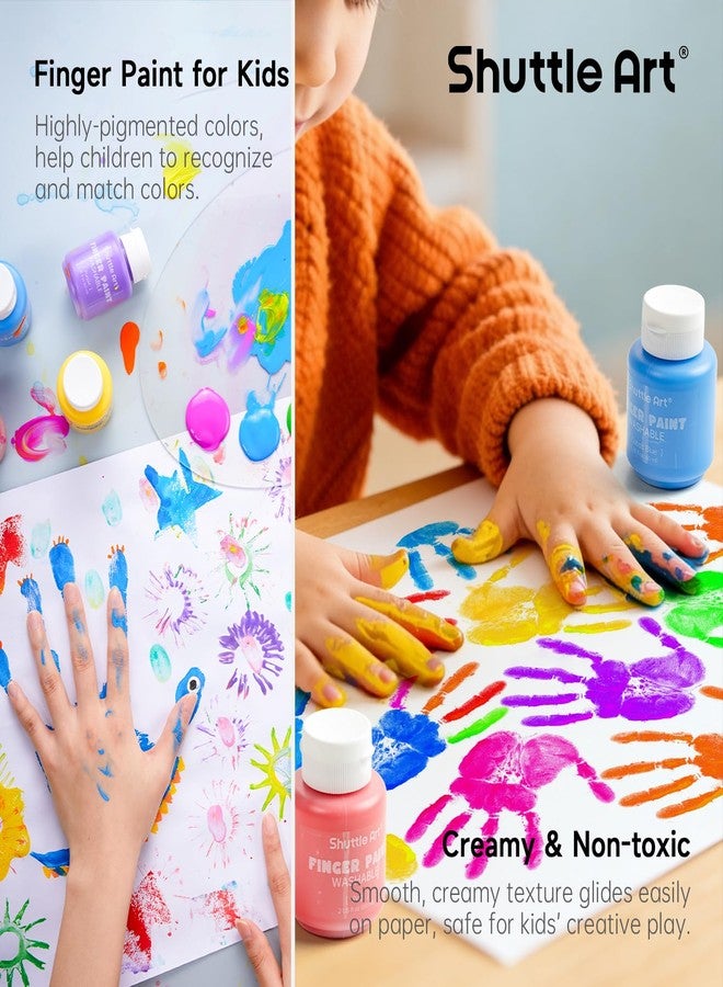 Shuttle Art Washable Finger Paint Set, 15 Colors (2 fl oz) Toddler Paint, Non-Toxic Finger Painting for Toddlers, Kids Arts and Crafts - Image 3